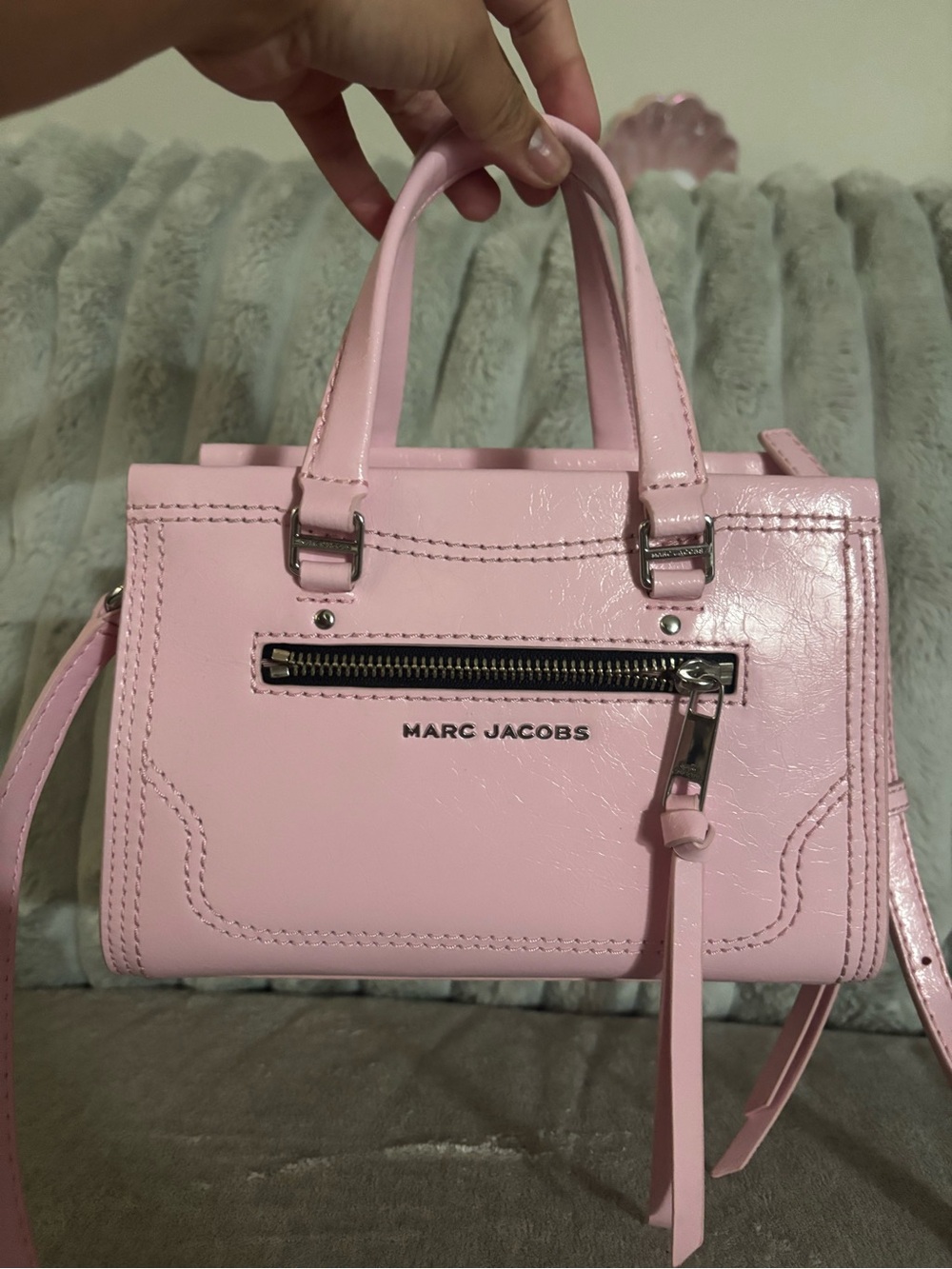 Marc Jacobs pink Small Crinkle Cruiser Satchel